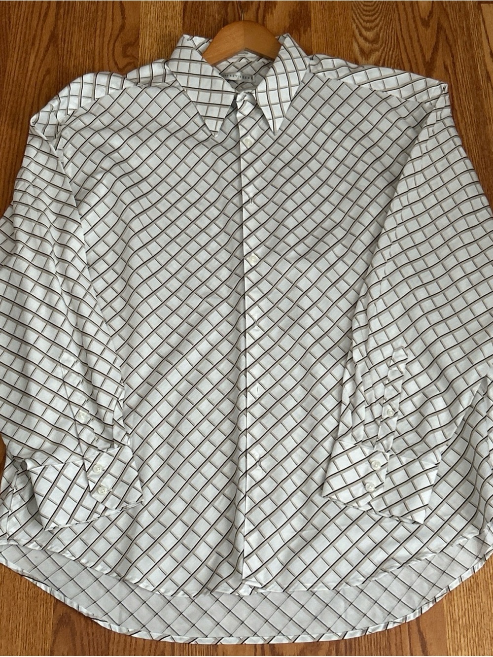 NWT Geoffrey Beene Sedona White Plaid Long Sleeve 100% Cotton Mens Shirt Size XL - Picture 7 of 10
